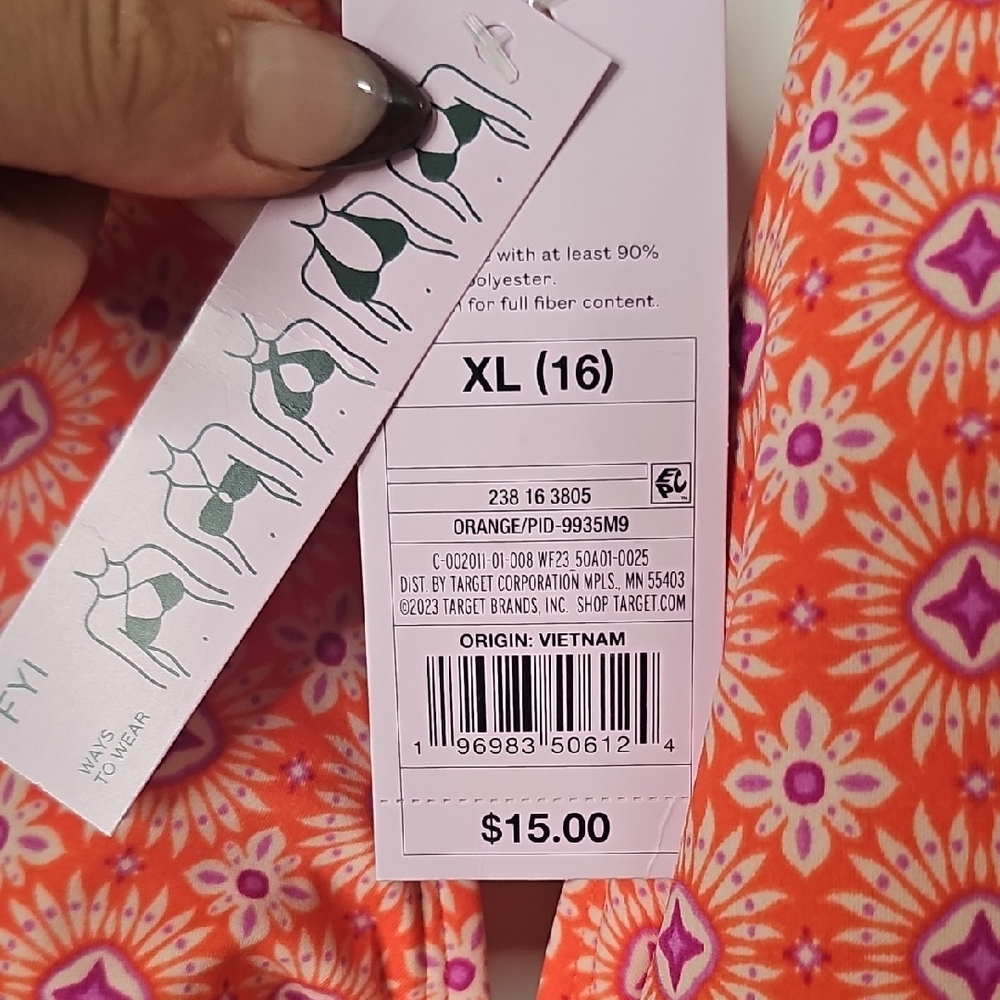 Wild Fable Orange Patterned Bikini - Picture 2 of 4